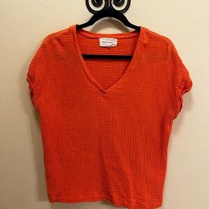 Dear John Textured Orange V-Neck Tee